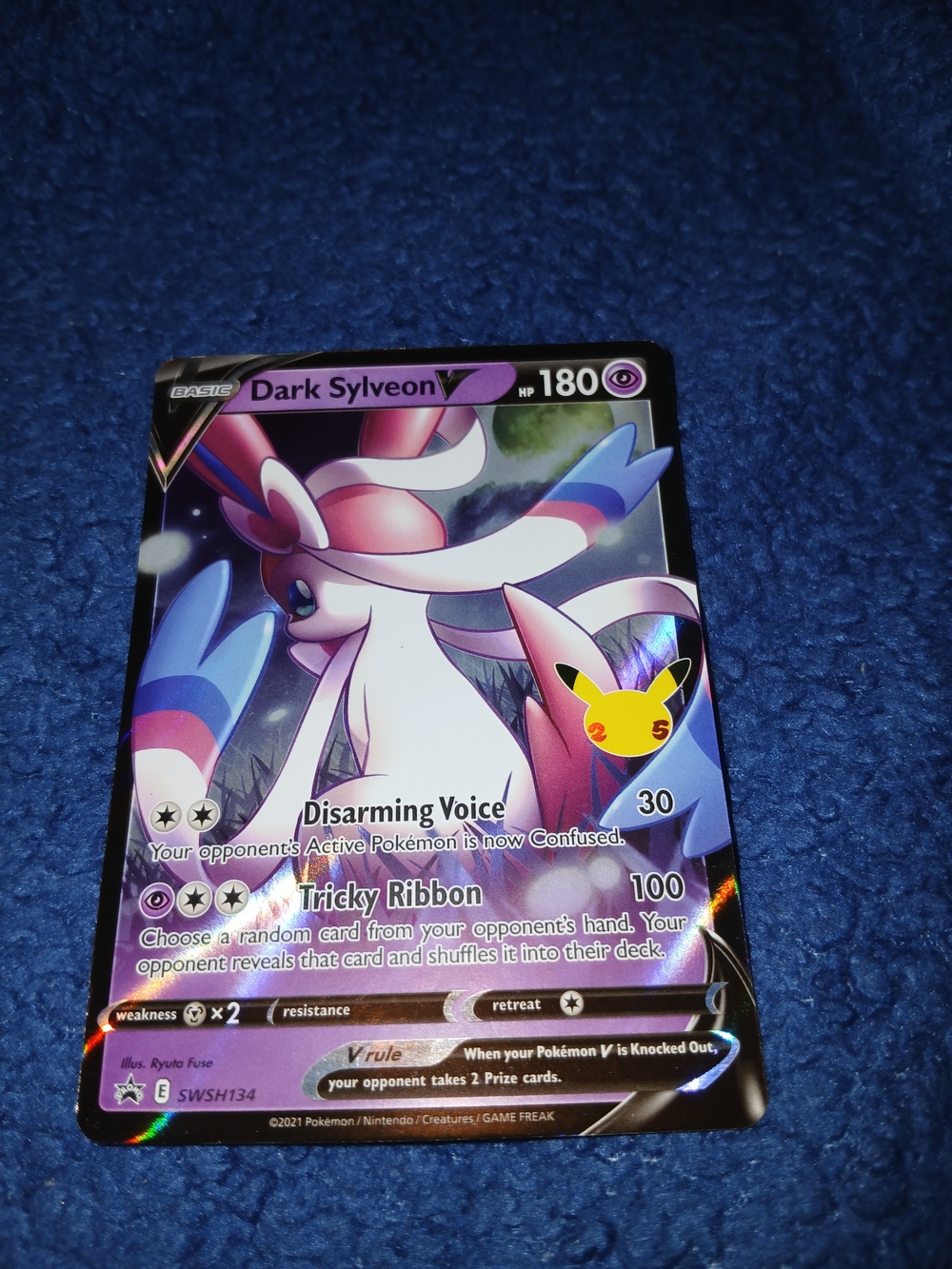 Pokémon Dark Sylveon V Collectible Card – Pink & Blue